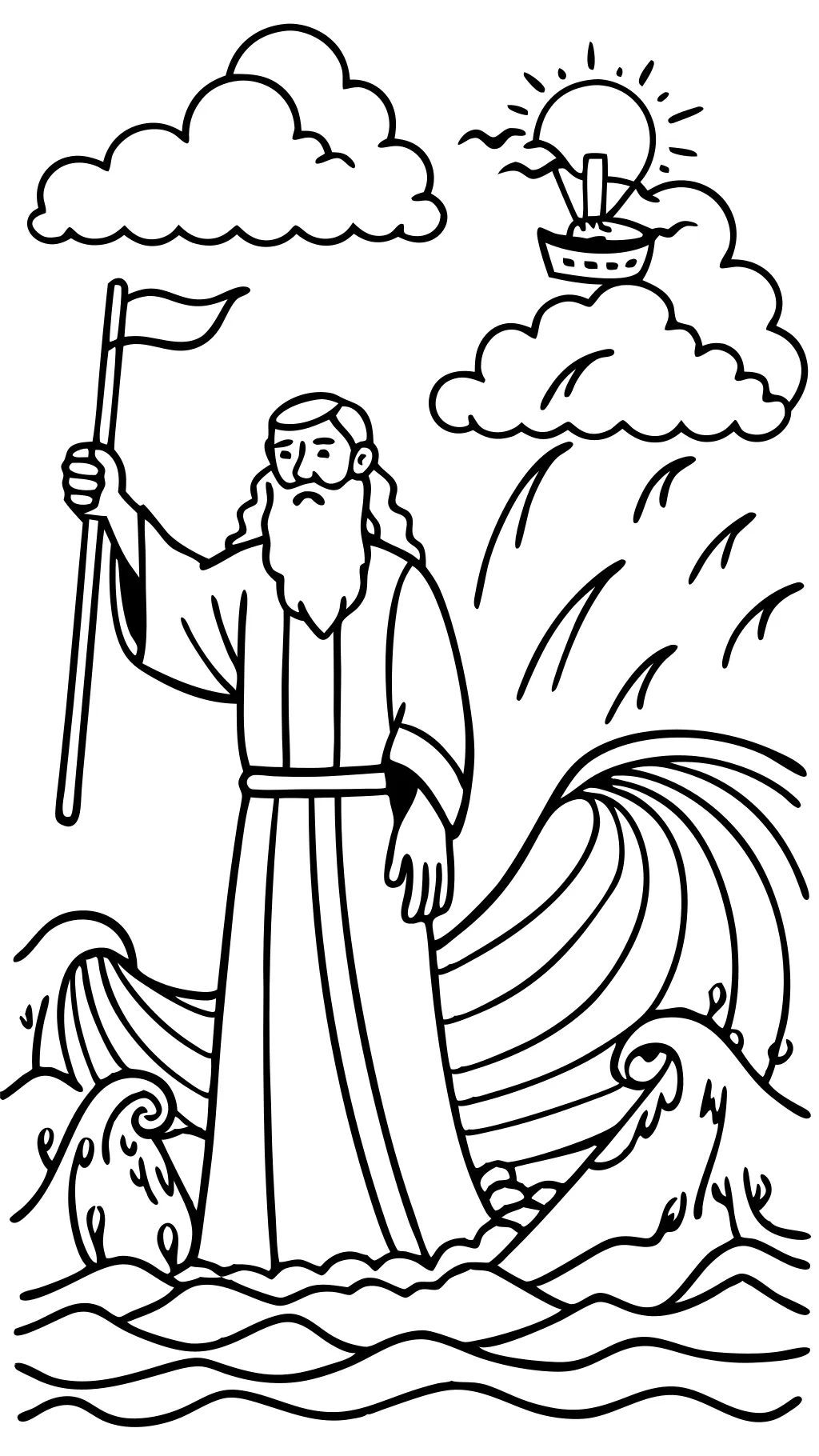 moses parting the red sea coloring page